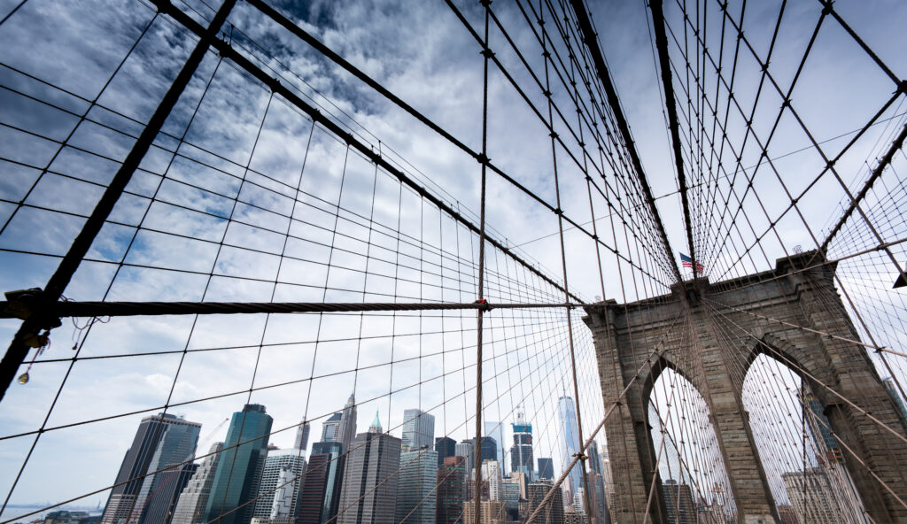 low,angle,view,of,cables,on,brooklyn,bridge,,new,york